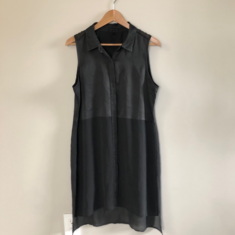 Eileen Fisher Silk sleeveless Blouse Size M Charcoal Flowy top $238